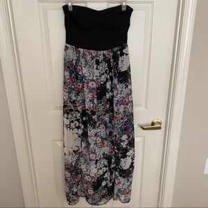 Black/floral maxi dress